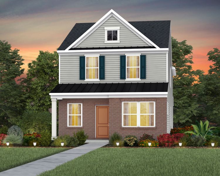 Front exterior of a new home in Riverstone, Monroe, NC, highlighting curb appeal (Image 22).