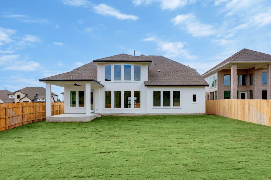 Exterior details and patio area of a home in Parmer Ranch - 60', Georgetown (Image 2). Exterior details and patio area of a home in Parmer Ranch - 60', Georgetown (Image 2).