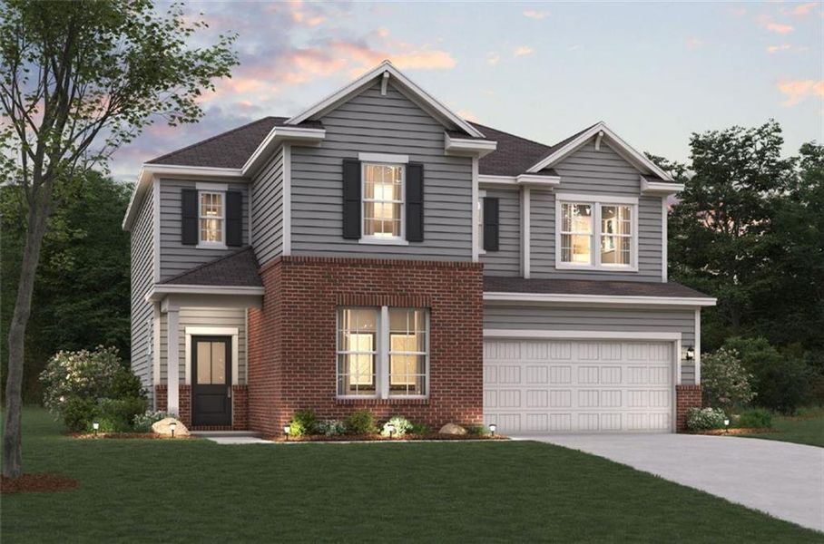 Front exterior of a new home in Belleview Manor, Fairburn, GA, highlighting curb appeal (Image 19). Front exterior of a new home in Belleview Manor, Fairburn, GA, highlighting curb appeal (Image 19).