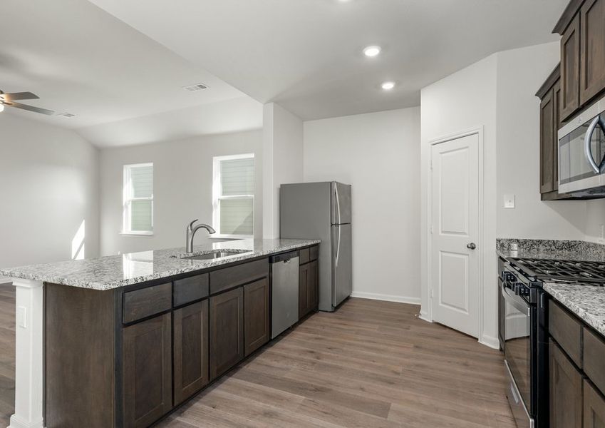 The kitchen of the Reed has energy-efficient appliances.