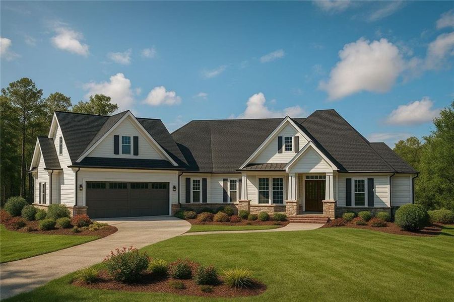 Front exterior of a new home in , Rydal, GA, highlighting curb appeal (Image 1).