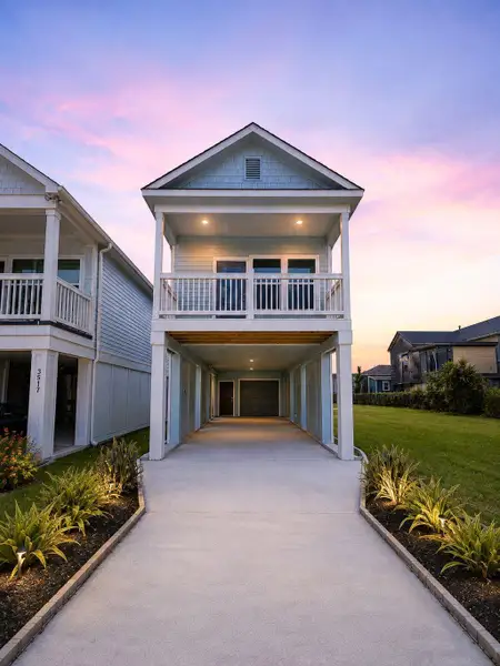 Front exterior of a new home in , Galveston, TX, highlighting curb appeal (Image 2). Front exterior of a new home in , Galveston, TX, highlighting curb appeal (Image 2).