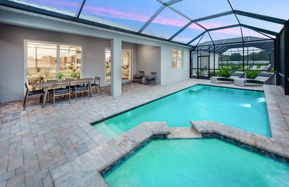 Screened-in lanai with pool & spa Screened-in lanai with pool & spa