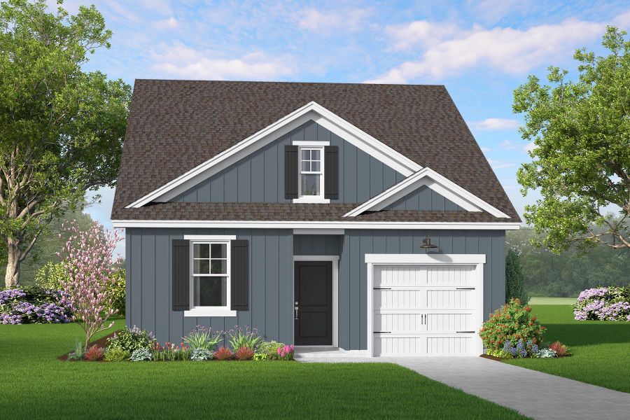 Front exterior of a new home in Founder's Park, Lincolnville, SC, highlighting curb appeal (Image 2). Front exterior of a new home in Founder's Park, Lincolnville, SC, highlighting curb appeal (Image 2).