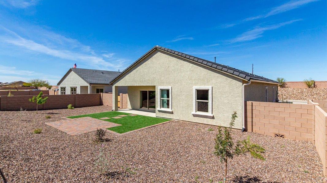 Front exterior of a new home in Saguaro Bloom, Marana, AZ, highlighting curb appeal (Image 21). Front exterior of a new home in Saguaro Bloom, Marana, AZ, highlighting curb appeal (Image 21).
