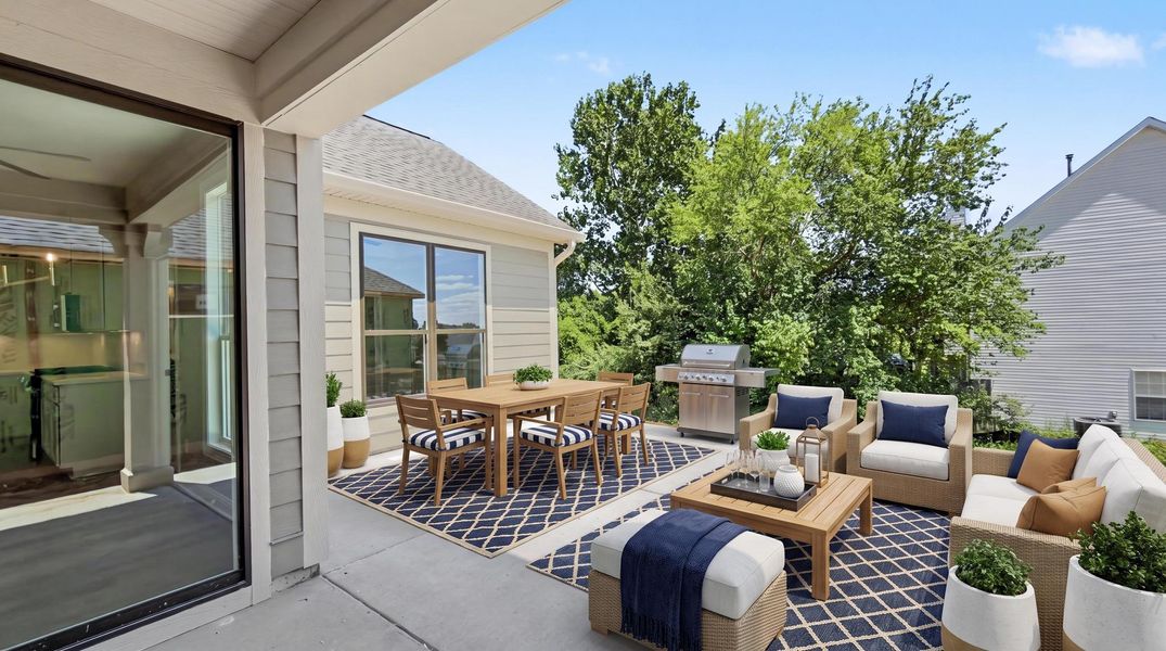 Exterior details and patio area of a home in The Courtyards at Curry Farms, Louisville (Image 3). Exterior details and patio area of a home in The Courtyards at Curry Farms, Louisville (Image 3).