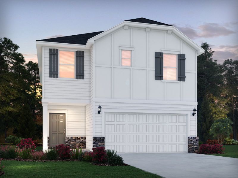 Representative exterior photo of a completed home built from the Dallas by Meritage Homes in Creek Ridge - Heritage Collection, Spartanburg, SC (Image 14). Representative exterior photo of a completed home built from the Dallas by Meritage Homes in Creek Ridge - Heritage Collection, Spartanburg, SC (Image 14).