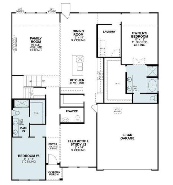2D floor plan layout of this home in The Preserve, Justin, TX (Image 4).
