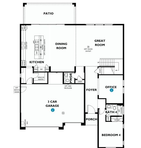 2D floor plan layout for the 5036 by Shea Homes in Skymark at Northpointe, Peoria, AZ (Image 3).