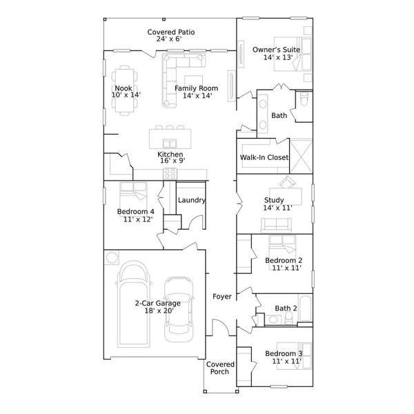 2D floor plan layout of this home in Lago Mar, Texas City, TX (Image 2).