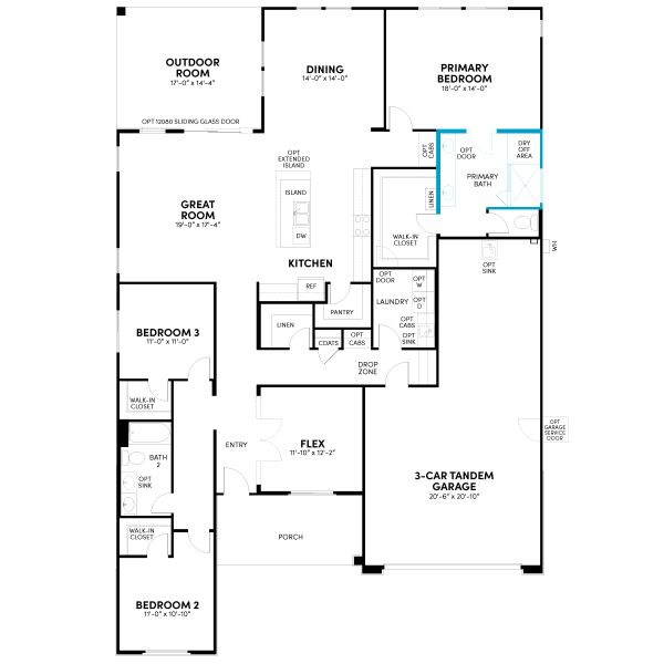 2D floor plan layout for the Agave by Brookfield Residential in Mariposa at Blossom Rock, Apache Junction, AZ (Image 19).