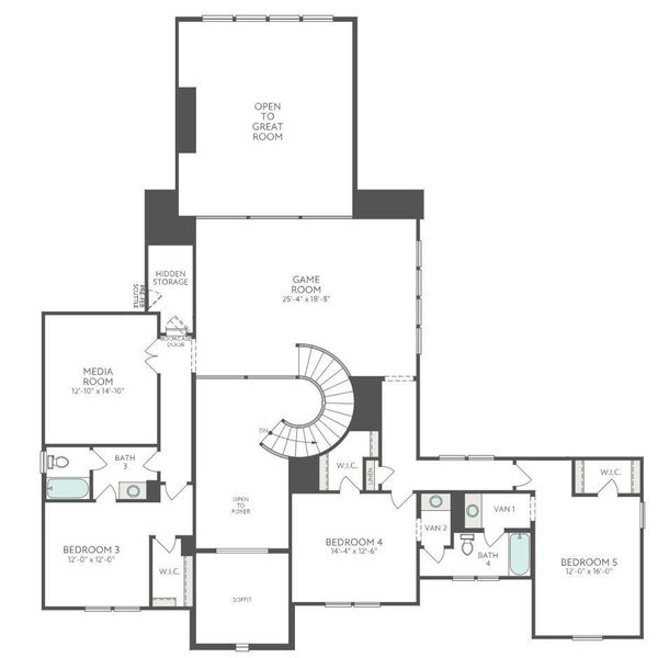2D floor plan layout of this home in Sienna, Missouri City, TX (Image 3).