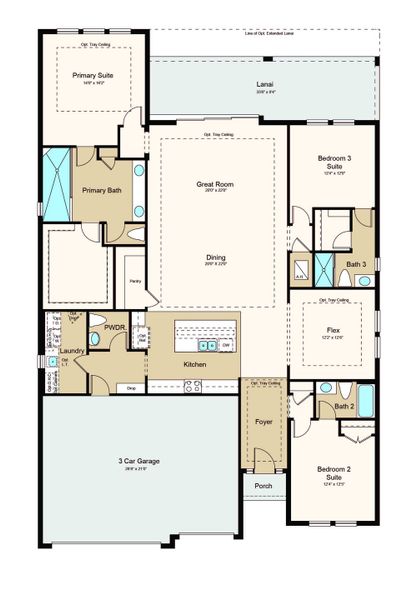 2D floor plan layout of this home in Skye Ranch Community Group Page, Sarasota, FL (Image 5).