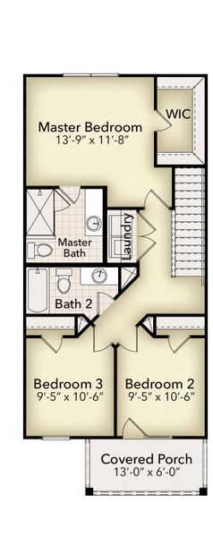 2D floor plan layout for the Winfield by Parkside Builders in The Parks of Mill Town, Chattanooga, TN (Image 3).