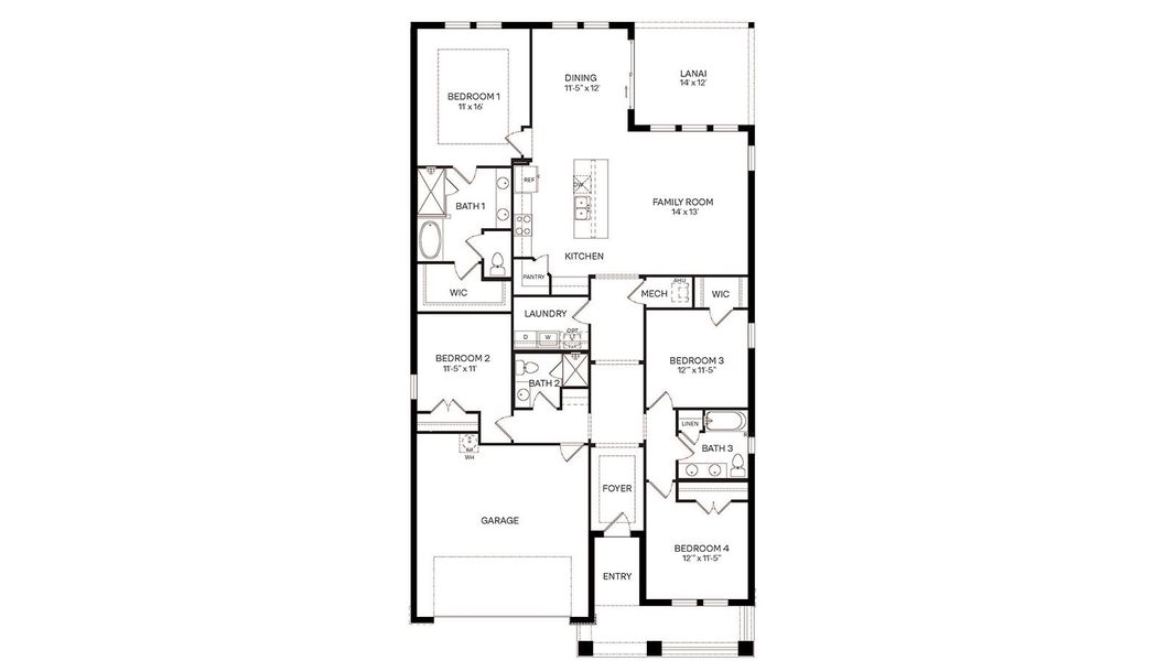 2D floor plan layout of this home in Hawthorne Ranch, Lakeland, FL (Image 4).
