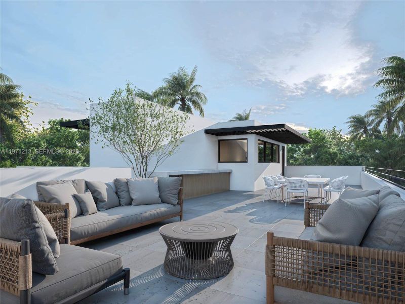 Exterior details and patio area of a home in , Miami (Image 3). Exterior details and patio area of a home in , Miami (Image 3).