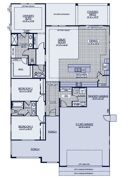 2D floor plan layout for the Cypress by William Ryan Homes in Silver Cross, San Tan Valley, AZ (Image 6). 2D floor plan layout for the Cypress by William Ryan Homes in Silver Cross, San Tan Valley, AZ (Image 6).