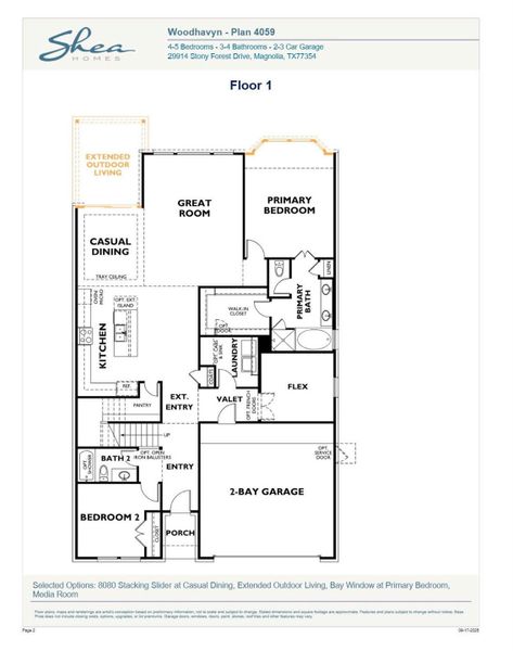 2D floor plan layout of this home in Woodhavyn 50', Magnolia, TX (Image 3).
