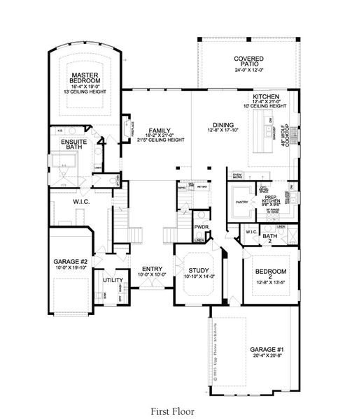 2D floor plan layout for the Amalfi by Landon Homes in Lexington Frisco, Frisco, TX (Image 3).