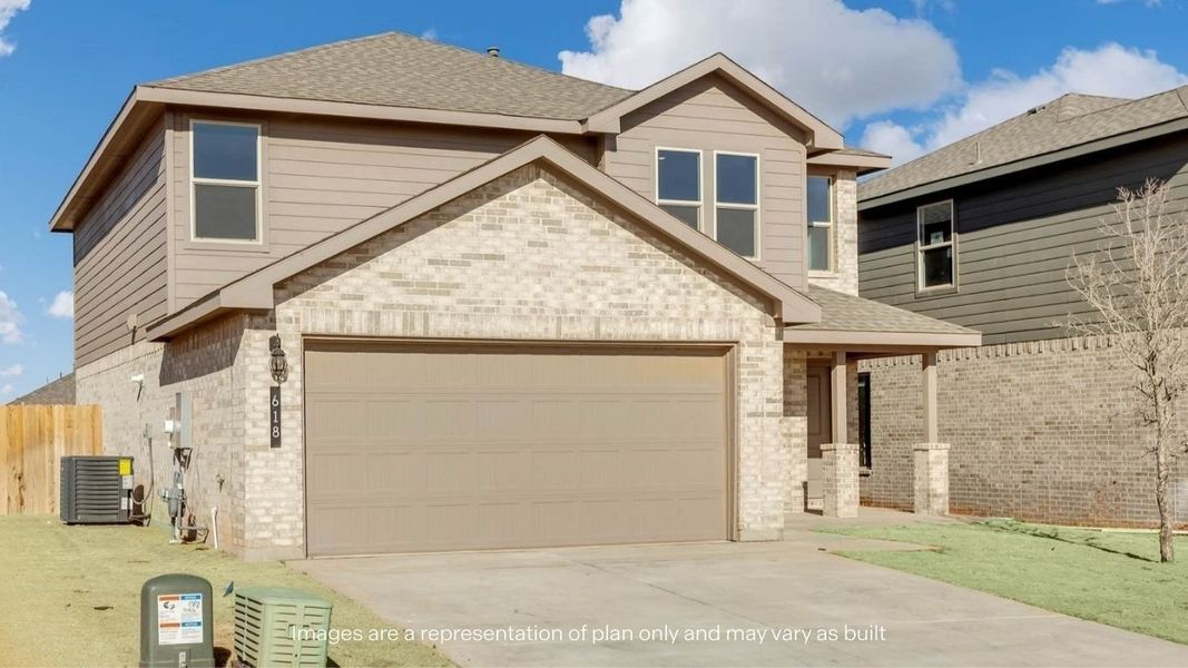 Front exterior of a new home in Overlook West, Wolfforth, TX, highlighting curb appeal (Image 13).