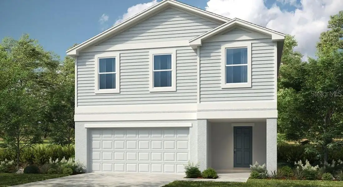 Front exterior of a new home in Waterstone, Groveland, FL, highlighting curb appeal (Image 1). Front exterior of a new home in Waterstone, Groveland, FL, highlighting curb appeal (Image 1).