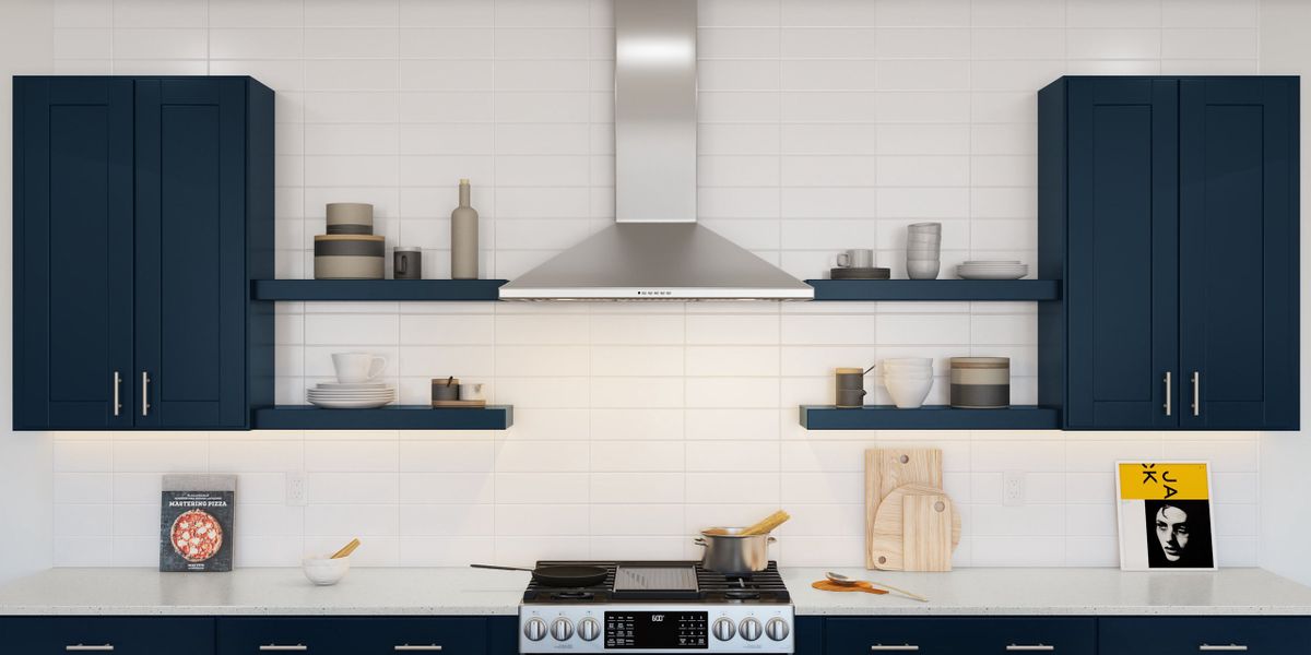 Kitchen with floating shelves