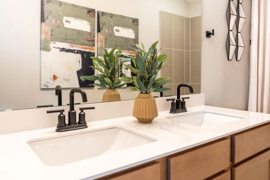 Dual-sink vanity at primary bath Dual-sink vanity at primary bath