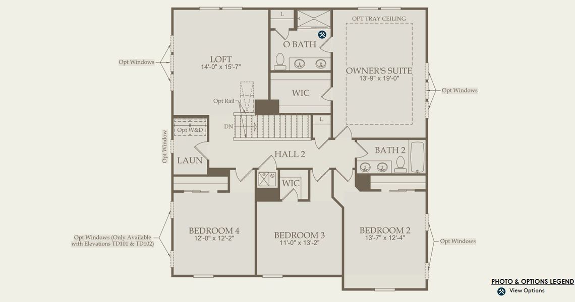 2D floor plan layout for the Hampton by Pulte Homes in Wimberly, Angier, NC (Image 4).