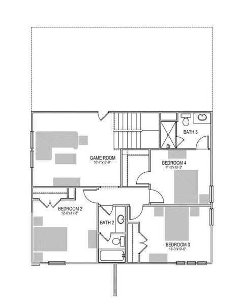 A well-planned second-story layout features multiple bedrooms, bathrooms, and a versatile game room. A well-planned second-story layout features multiple bedrooms, bathrooms, and a versatile game room.