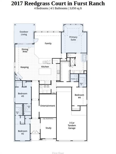 2D floor plan layout of this home in Furst Ranch, Flower Mound, TX (Image 2).