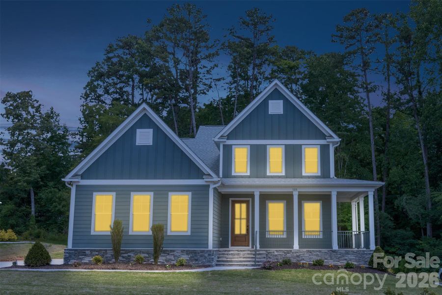 Front exterior of a new home in Crescent Golf, Salisbury, NC, highlighting curb appeal (Image 2). Front exterior of a new home in Crescent Golf, Salisbury, NC, highlighting curb appeal (Image 2).