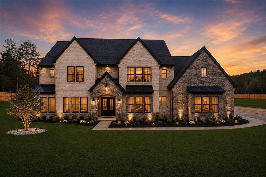Front exterior of a new home in , Buford, GA, highlighting curb appeal (Image 1). Front exterior of a new home in , Buford, GA, highlighting curb appeal (Image 1).