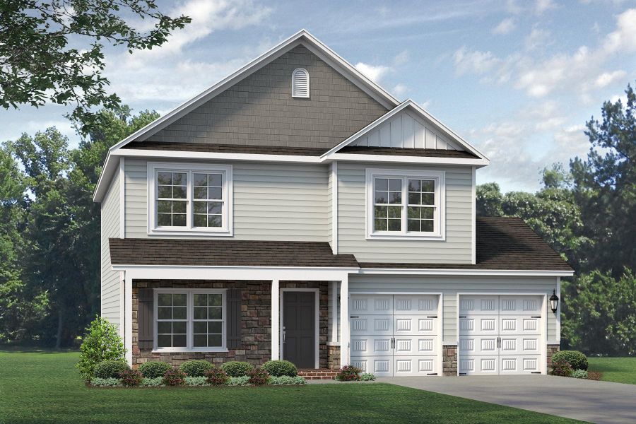 Representative exterior photo of a completed home built from the Vermont by Keystone Homes NC in Brassfield Meadows, Burlington, NC (Image 39). Representative exterior photo of a completed home built from the Vermont by Keystone Homes NC in Brassfield Meadows, Burlington, NC (Image 39).