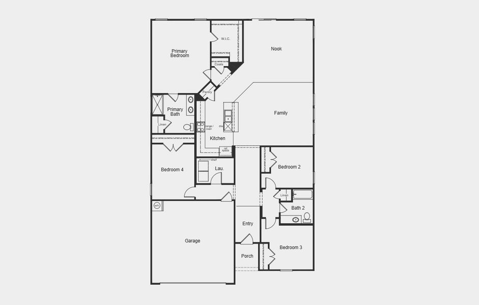 2D floor plan layout for the 2074 by KB Home in Wellington Pointe Classic, Monroe, NC (Image 3). 2D floor plan layout for the 2074 by KB Home in Wellington Pointe Classic, Monroe, NC (Image 3).