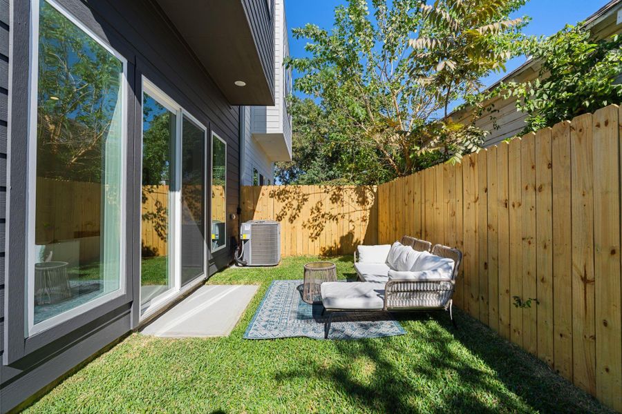 Outside enjoy the privacy of a fenced backyard.