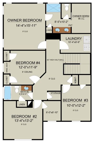 Mulberry - Rendering 2nd  Floor | Ernest Homes