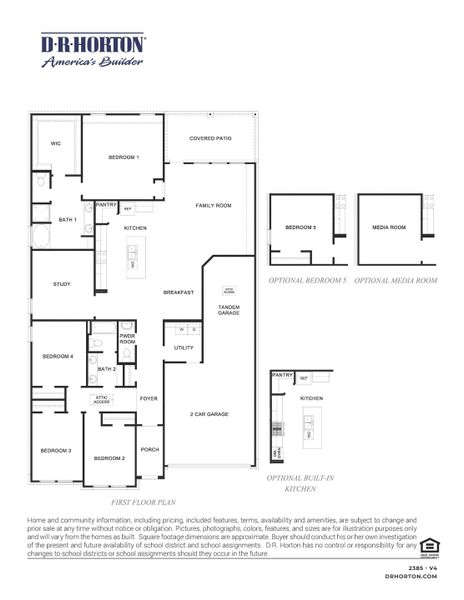 2D floor plan layout for the Lancaster - 2385 by D.R. Horton in Marlow Lake, Texas City, TX (Image 4).