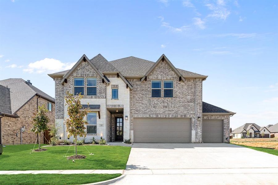 Front exterior of a new home in Mockingbird Hills 60-65, Joshua, TX, highlighting curb appeal (Image 2).