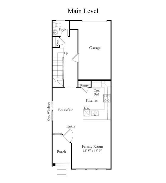 2D floor plan layout for the Winchester by DRB Homes in Trailside at Drayton Mills, Spartanburg, SC (Image 5).