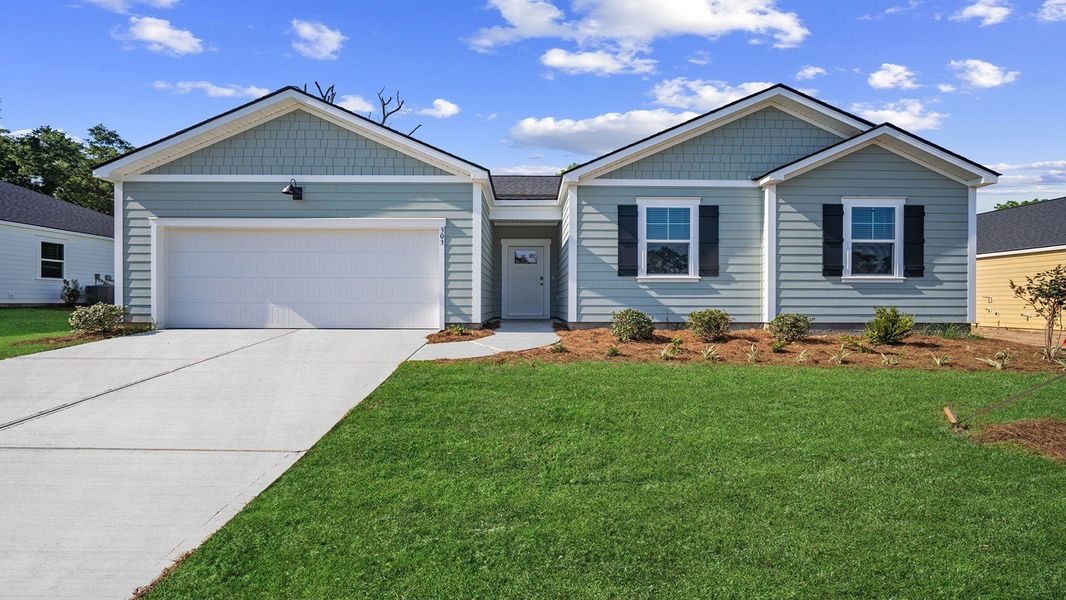 Front exterior of a new home in Fernhill Farms, Statesboro, GA, highlighting curb appeal (Image 1).