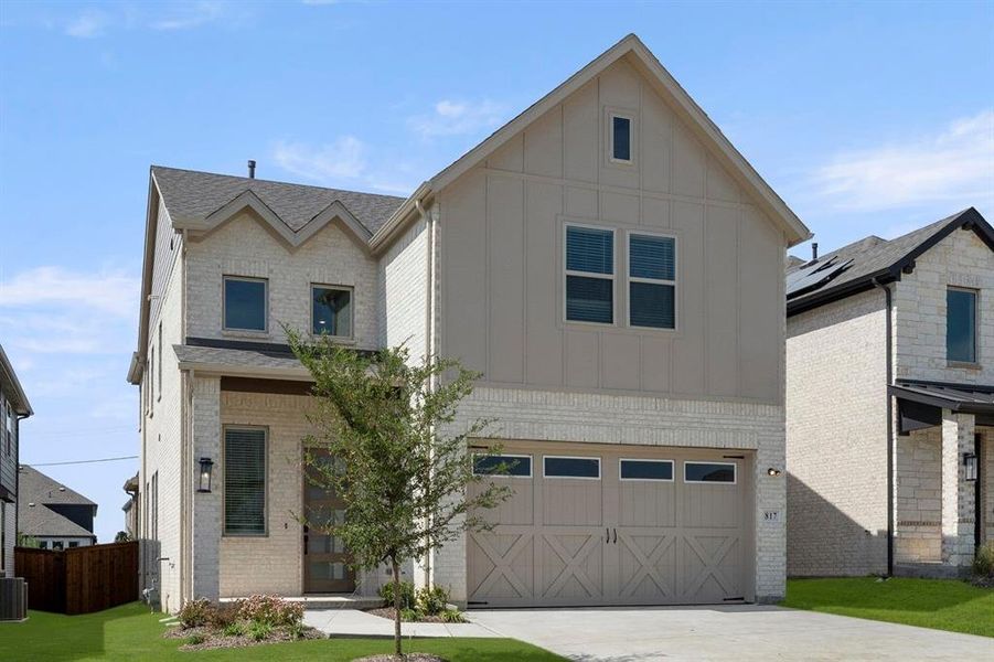 Front exterior of a new home in The Villages of Hurricane Creek, Anna, TX, highlighting curb appeal (Image 2).