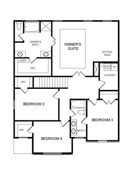 2D floor plan layout for the The Bellwood by Direct Residential Communities in Neely Farm, Covington, GA (Image 4).