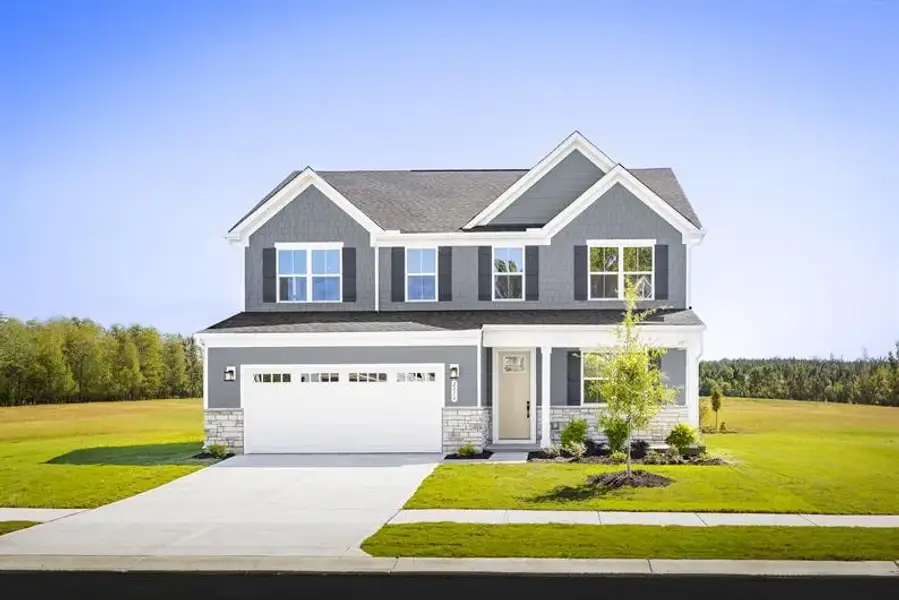 Representative exterior photo of a completed home built from the Lewis by Ryan Homes in Shinn Farms, Troutman, NC (Image 1). Representative exterior photo of a completed home built from the Lewis by Ryan Homes in Shinn Farms, Troutman, NC (Image 1).