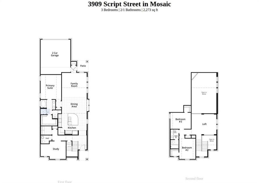 2D floor plan layout of this home in Mosaic: 40ft. lots, Celina, TX (Image 4).