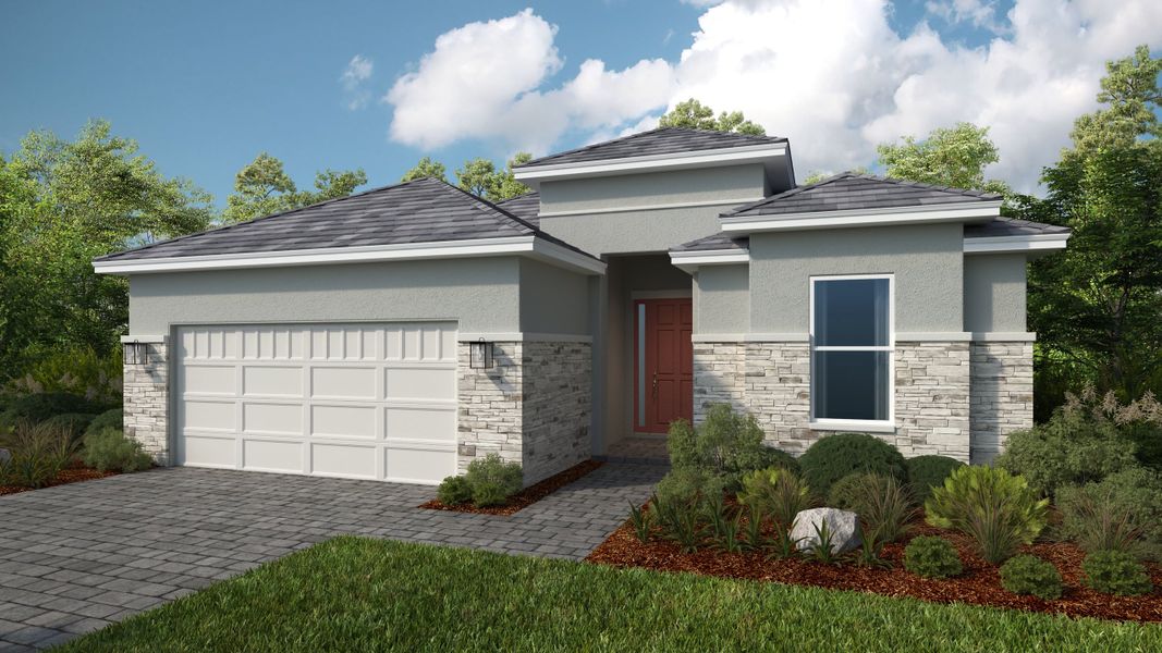 Representative exterior photo of a completed home built from the Lavello by Taylor Morrison in Center Lake Ranch Community Group Page, St. Cloud, FL (Image 20).