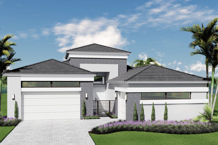 Representative exterior photo of a completed home built from the Kendall by GL Homes in Valencia Del Mar (55+), Boynton Beach, FL (Image 12).