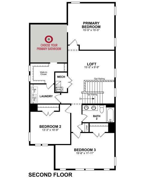 2D floor plan layout for the Grant by Beazer Homes in Poppy at GreenHouse, Marietta, GA (Image 4).