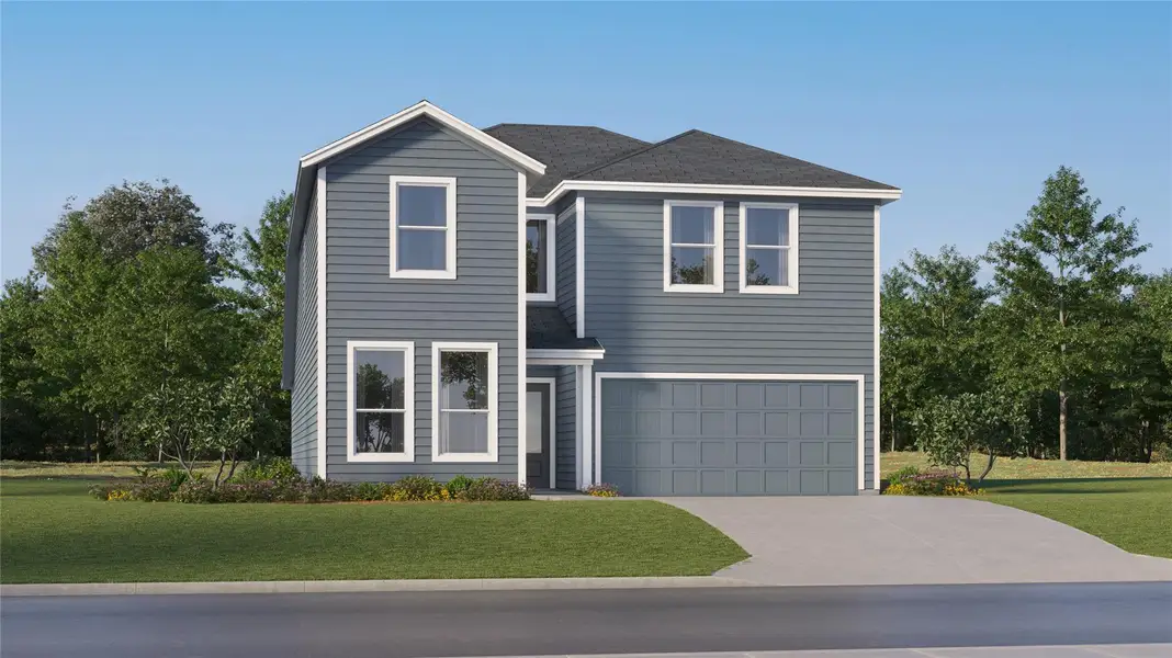 Front exterior of a new home in Elm Creek: Coastline Collection, Elgin, TX, highlighting curb appeal (Image 2).