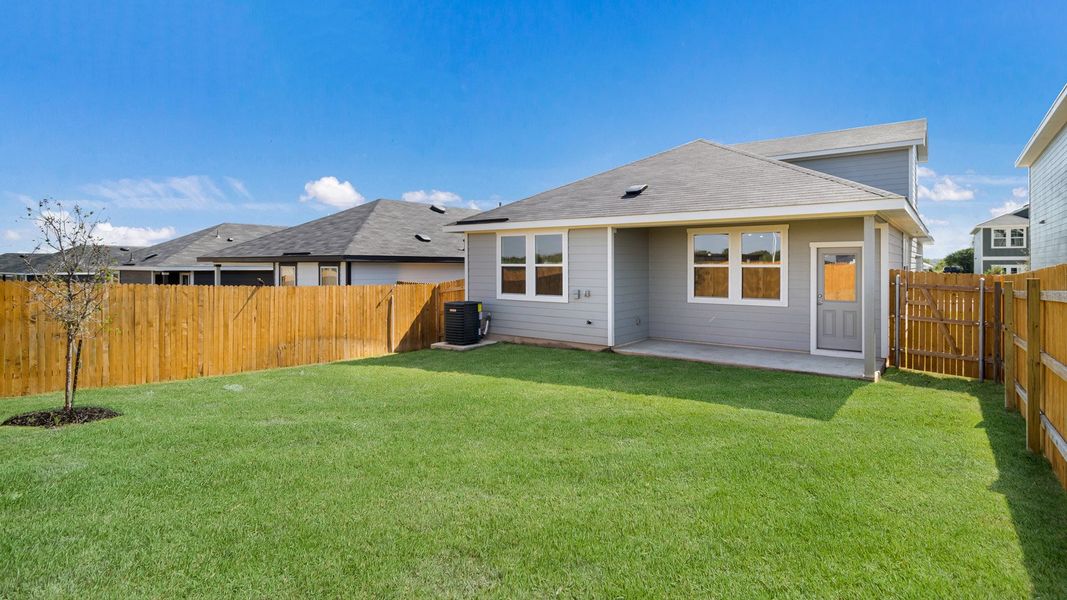 Representative exterior photo of a completed home built from the The Periwinkle by D.R. Horton in Marigold, Kyle, TX (Image 15). Representative exterior photo of a completed home built from the The Periwinkle by D.R. Horton in Marigold, Kyle, TX (Image 15).