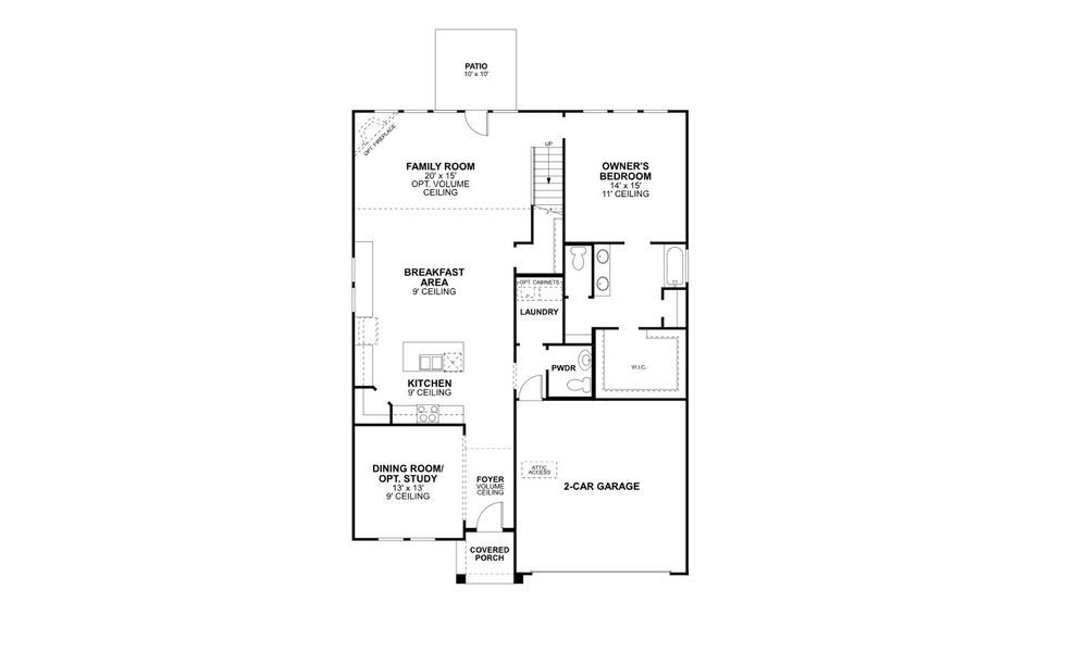2D floor plan layout for the Whitley by M/I Homes in Lily Creek at Sutton Fields, Aubrey, TX (Image 4). 2D floor plan layout for the Whitley by M/I Homes in Lily Creek at Sutton Fields, Aubrey, TX (Image 4).